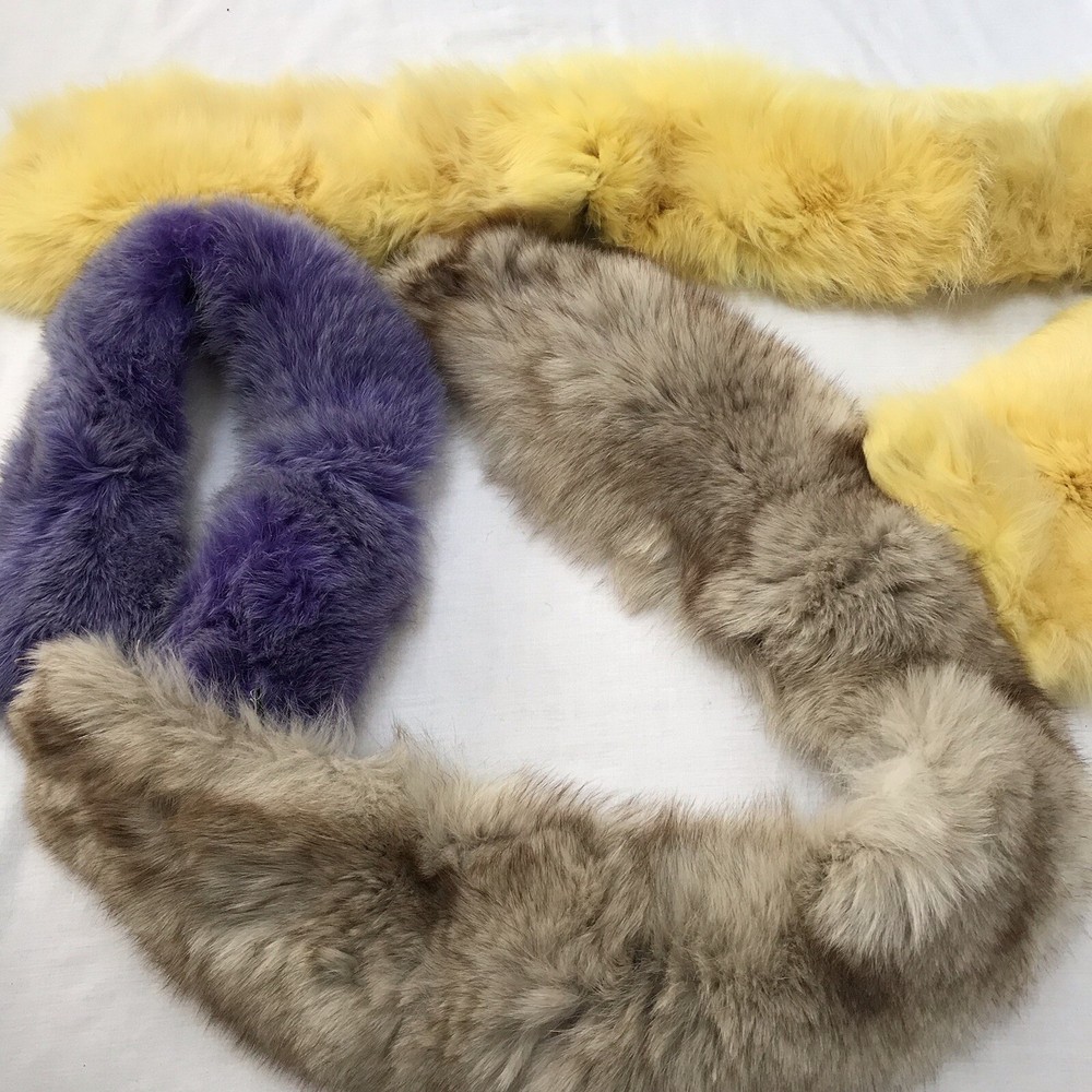 Assorted Colorful 2.5 Yards Real Fur Scraps Craft Seeing Cosplay Purple Yellow