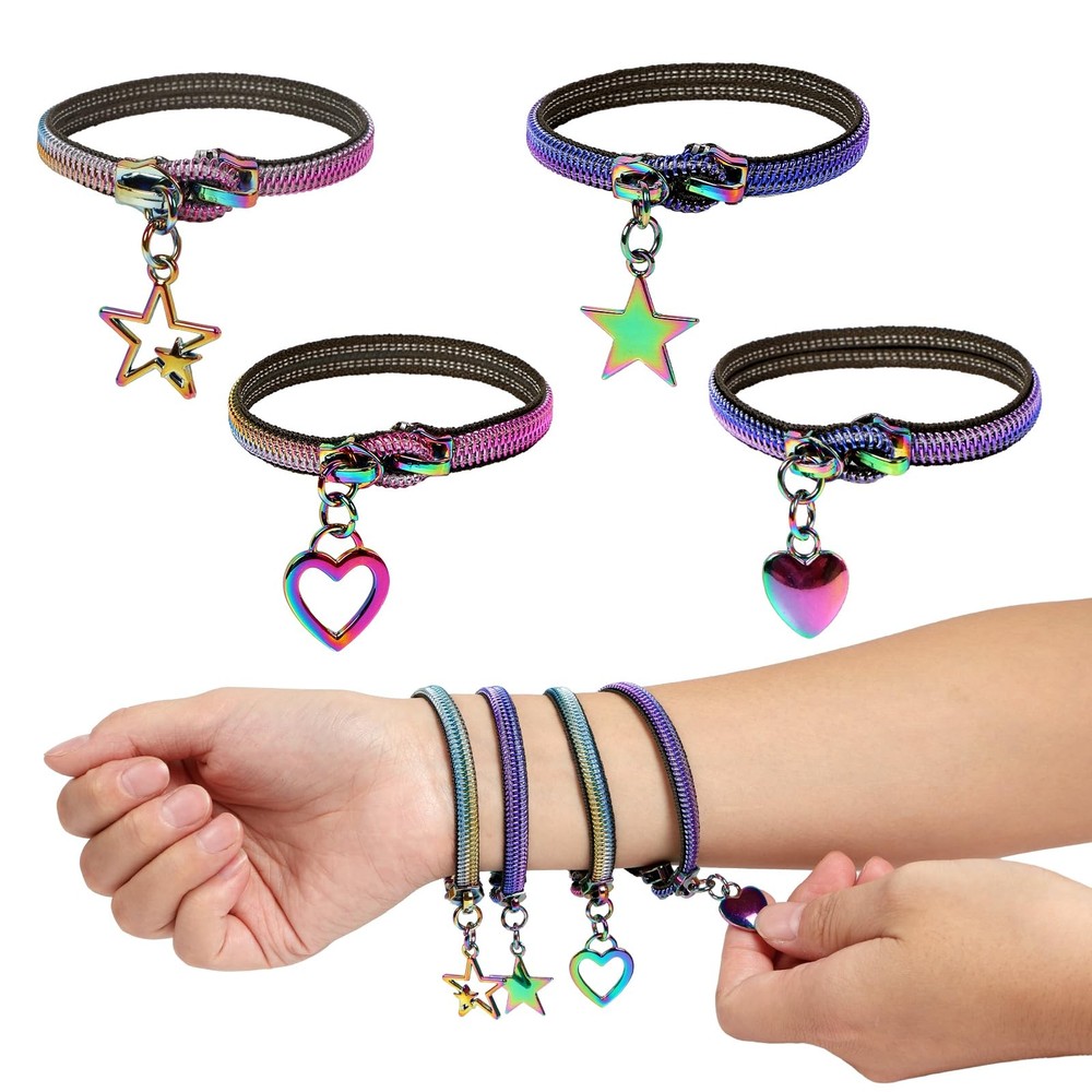 4 Pieces Fidget Bracelet Wearable S (1.96 inch in diameter), Multicolored