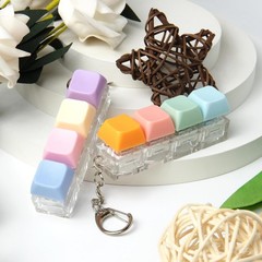 2 PCS Keyboard Fidget Toy, Keychain Purple Blue Pink Orange