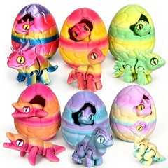 6PCS 3D Printed Hatching Dinosaur Eggs with Articulated Dino Figurines Inside…