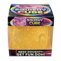 VIRAL Squishy YELLOW GLITTER Sugar Squishy Cube 2.5” Nice Cube Viral Squishy