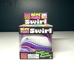 NeeDoh Nice Cube Swirl Super Solid Squish Fidget Sensory Toy NIP Purple Pink