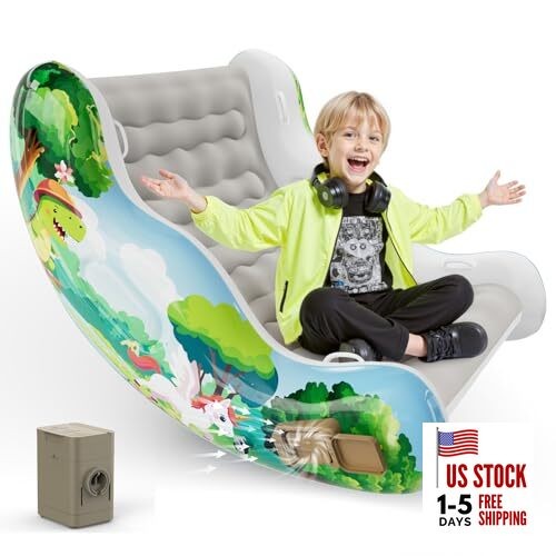 Sensory Chair for Kids, Inflatable Rocking Chair for Kids with Autism & Grey