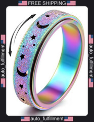 Stainless Steel Fidget Spinner Ring Anxiety Relief Stress Toy Unisex