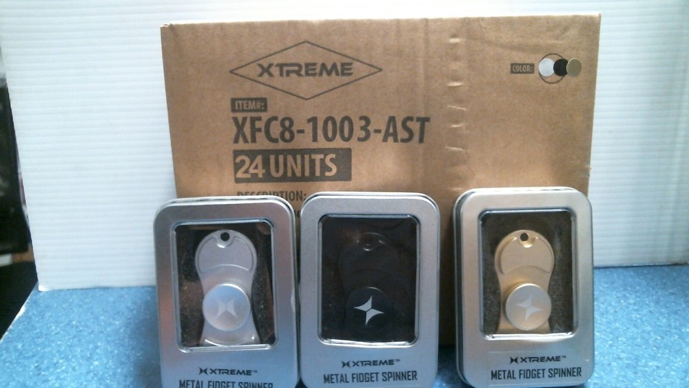 Xtreme Metal Fidget Spinners, Assorted Colors,, CASE OF 24 (XFC8-1003-AST) FS