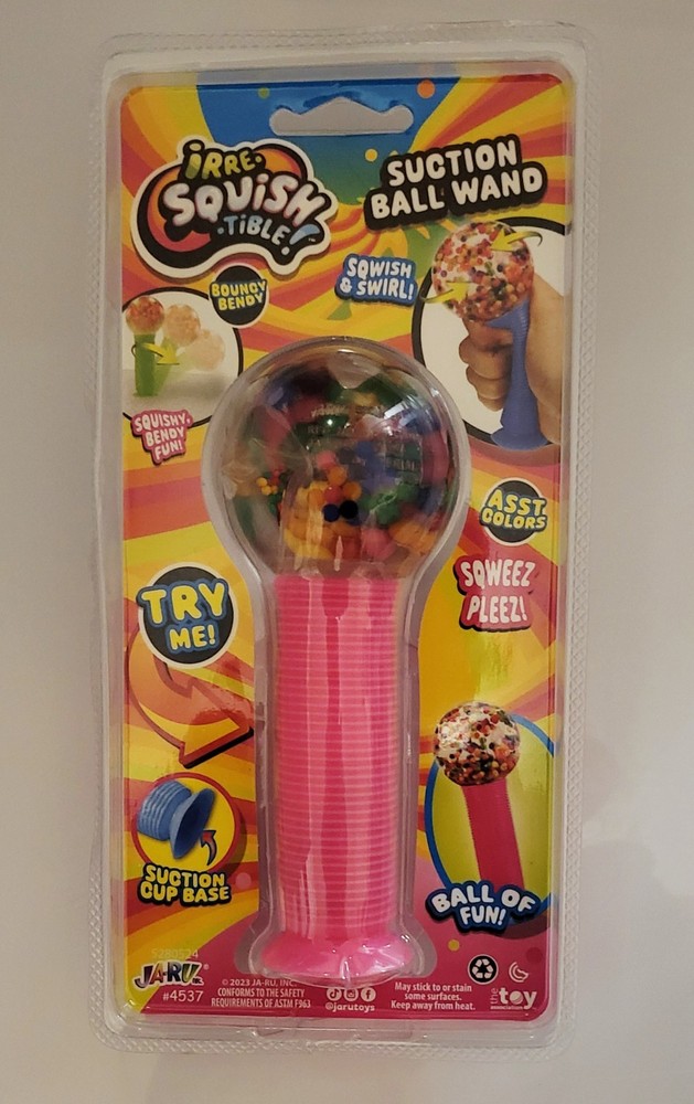 JA-RU Irre-Squish-Tible Suction Ball Wand Squeeze Toy, Pink