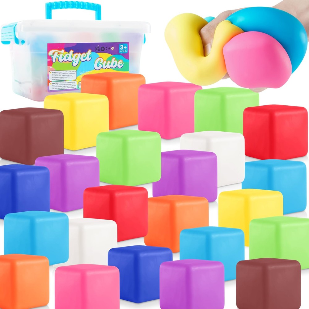 Stress Balls Fidget Toys for Kids: 24 Pack 1.6 inches/4 cm, Multiple Colors