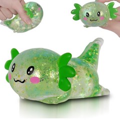 Ssqauvig Axolotl Squishy Toy, Medium Squeeze Medium, Green