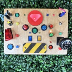 Wooden Montessori Busy Board Sensory Toy Fidget Light Switch Button Toddler Toy