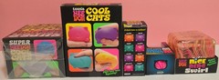Needoh Nee Doh Lot of 5 Bundle Set Super Teenie Fuzz Ball Cats Nice Berg Swirl