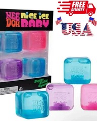 NeeDoh Nice Ice Baby 4-Pack Mini Cubes Authentic Squishy Fidget Stress Toy
