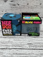 Blue Needoh Fuzzball Flower Power & Nice Cube Lot 2 Squish Stress Ball Fuzzball