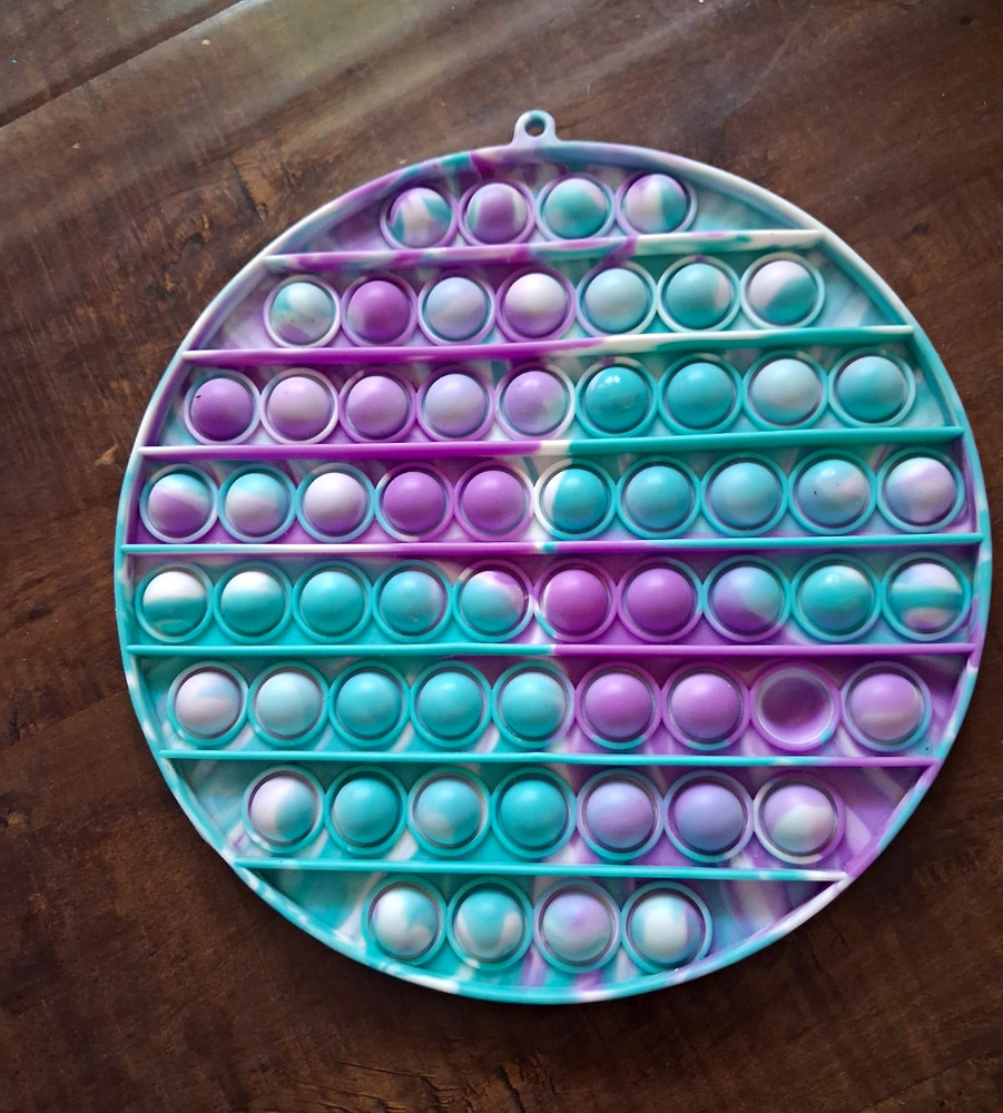 Round Pop It Tactile Sensory Toy Bubble Popping Fidget Purple Teal White
