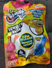 JaRu Irresquishtible Squeezy Duck Glitter Yellow Squishy Fidget Stress Ball NEW