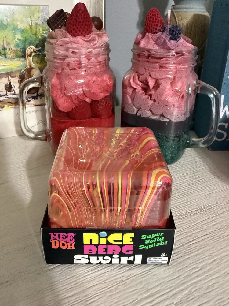 NeeDoh Nice Berg Swirl XL Giant Nee Doh Squishy Swirl Cube Orange Pink Yellow