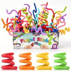 Fidget Toys Bulk for Kids: 50 Pack Bendable Fidget Sticks – Party Favors