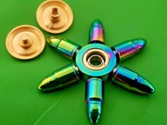 Rainbow Solid Brass Bullet Fidget Spinner Toy Removable Bearing Stocking Stuffer