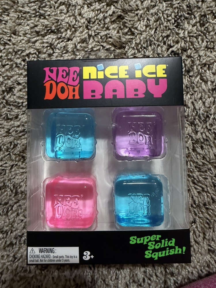 NeeDoh Nice Ice Baby 4 pack, Set of Four Nee Doh Mini Nice Cube Pink Blue Purple