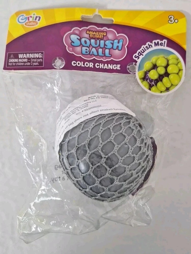 Grin Studios Amazing Slime Squish Ball Color Change Gray to Red NEW Official