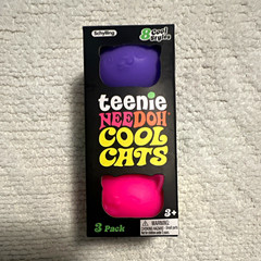 Schylling Teenie NeeDoh Cool Cats 3 Pack Squeeze Toys, Purple Pink Teal 3+