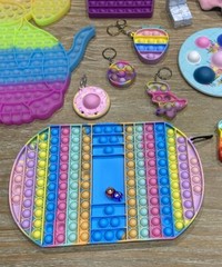 Fidget Jumbo Pop It Simple Dimple Octopus Keychain Infinity Cube Pastel Lot