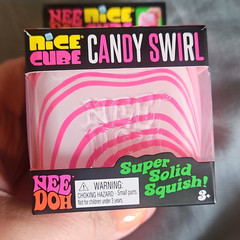 Nee Doh Nice Cube Candy Swirl Super Solid Squish Squeeze Toy Pink Clear