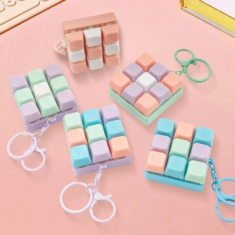 Fidget Decompression 9 Keyboard Key Toy Creative Bag Pendant For Kids Adults