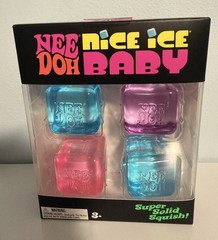 NeeDoh Nice Ice Baby 4 pack Mini Cube Pink Blue Purple Super Solid Squish