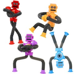 4 Pack Pop Tubes Robot Fidget Toys for Kids Autism, Telescopic Suction Cup…