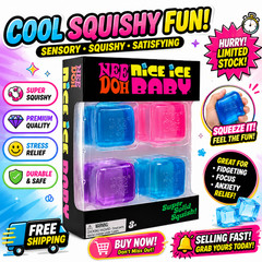 NeeDoh Nice Ice Baby 4-Pack Mini Cube Squishy Stress Fidget Toy Authentic New