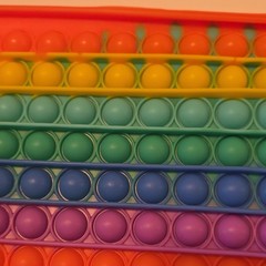 Tactile Sensory Toy Rainbow Silicone Pop It Fidget Set, Round & Square