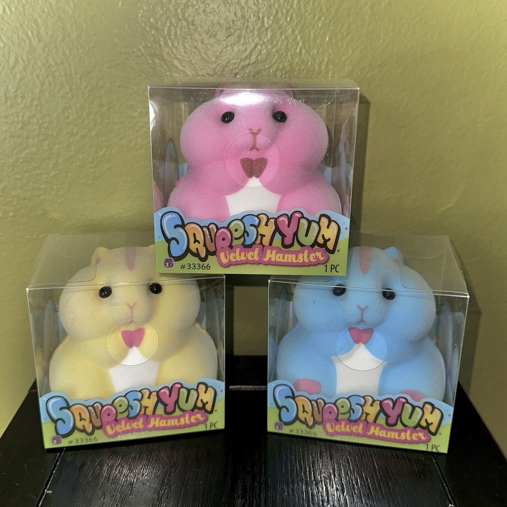 New SQUEESH YUM VELVET Set Of 3 Viral Squishy Toy Pink Yellow Blue JA-RU