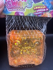 Sugar Swaps Building Blocks Orange Glitter Squishy Sensory Fidget Toy ORB NEW