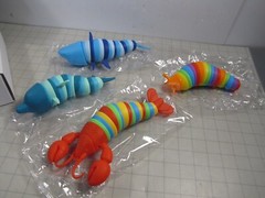 4pc Jawhock Articulated Fidget Decompression Toy Shark Lobster Dolphin Snail NEW