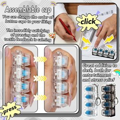 2-Pack Clear Black Keyboard Fidget 4-in-1 Keychain Button Clicker Stress Relief