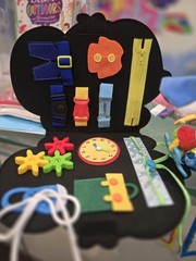 Elephant Sensory Busy Board Tactile Activity Toy w/ Zippers Buckles Gears