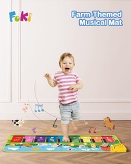 FOKI Floor Piano Mat for Toddlers, 39.3 x 14.1 inch (Portable), Light Blue