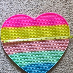 Jumbo 15″ X 13″ X .5″ Heart Rainbow Stripes Pop It Silicone Sensory Fidget Toy