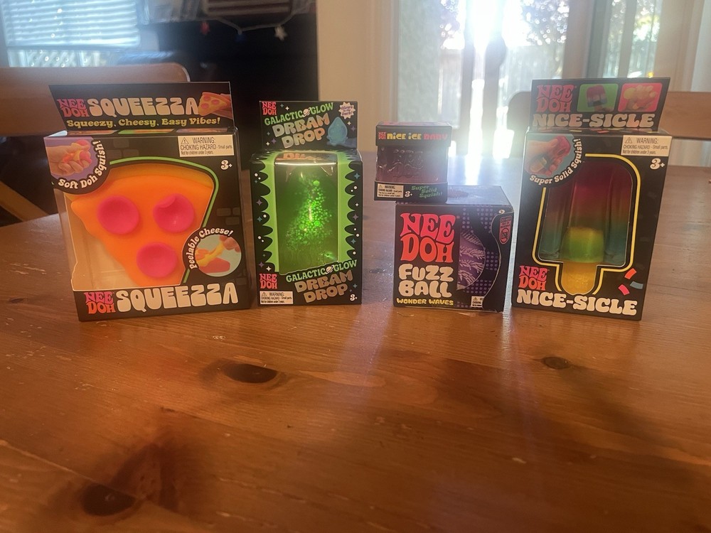 Nee Doh (Rare) Lot of 5 New Pizza Dream Drop Fuzz Ball Nice-sicle Ice Baby Toy