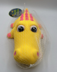 Squishy Gator! Yellow & Pink Gator Squishy Squeeze Sensory Toy in Net w/ Tag