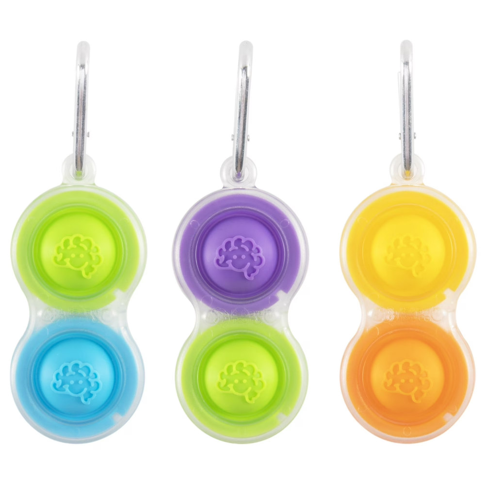 Fat Brain Toys Simpl Dimpl Clear 3 Pack – Popping Fidget Keychains