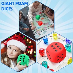 Zomiboo 2 Pcs 3.93 Large Foam Dice For Classroom Soft Jumbo 6 Sided Giant Dice