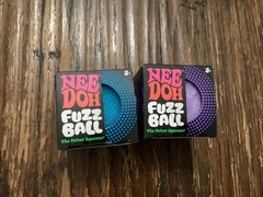 LOT OF 2 NeeDoh Fuzz Balls Velvet Squeeze Squish Stress Toy VIRAL Blue & Purple