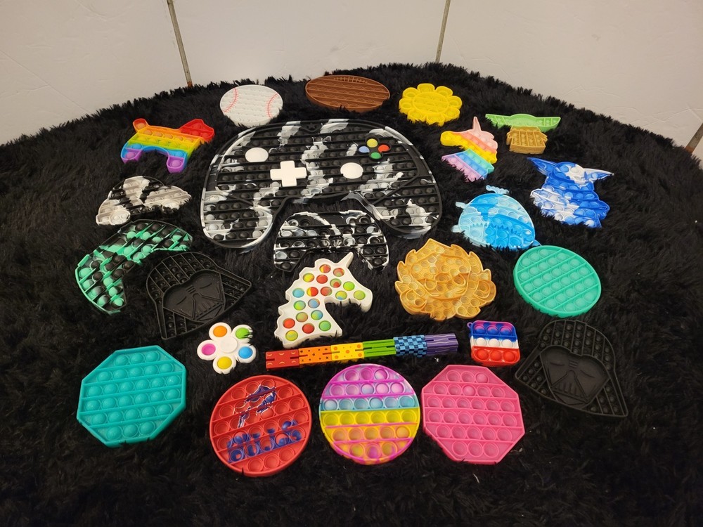 HUGE Sensory Tactile Pop It Fidget Toy Lot Rainbow Star Wars Xbox Buffalo Bills