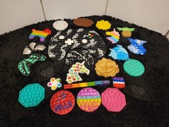 HUGE Sensory Tactile Pop It Fidget Toy Lot Rainbow Star Wars Xbox Buffalo Bills