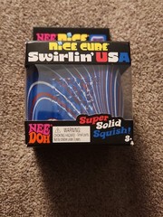 NeeDoh Nice Cube USA SWIRL Red/White/Blue Solid Squish – Authentic & Rare
