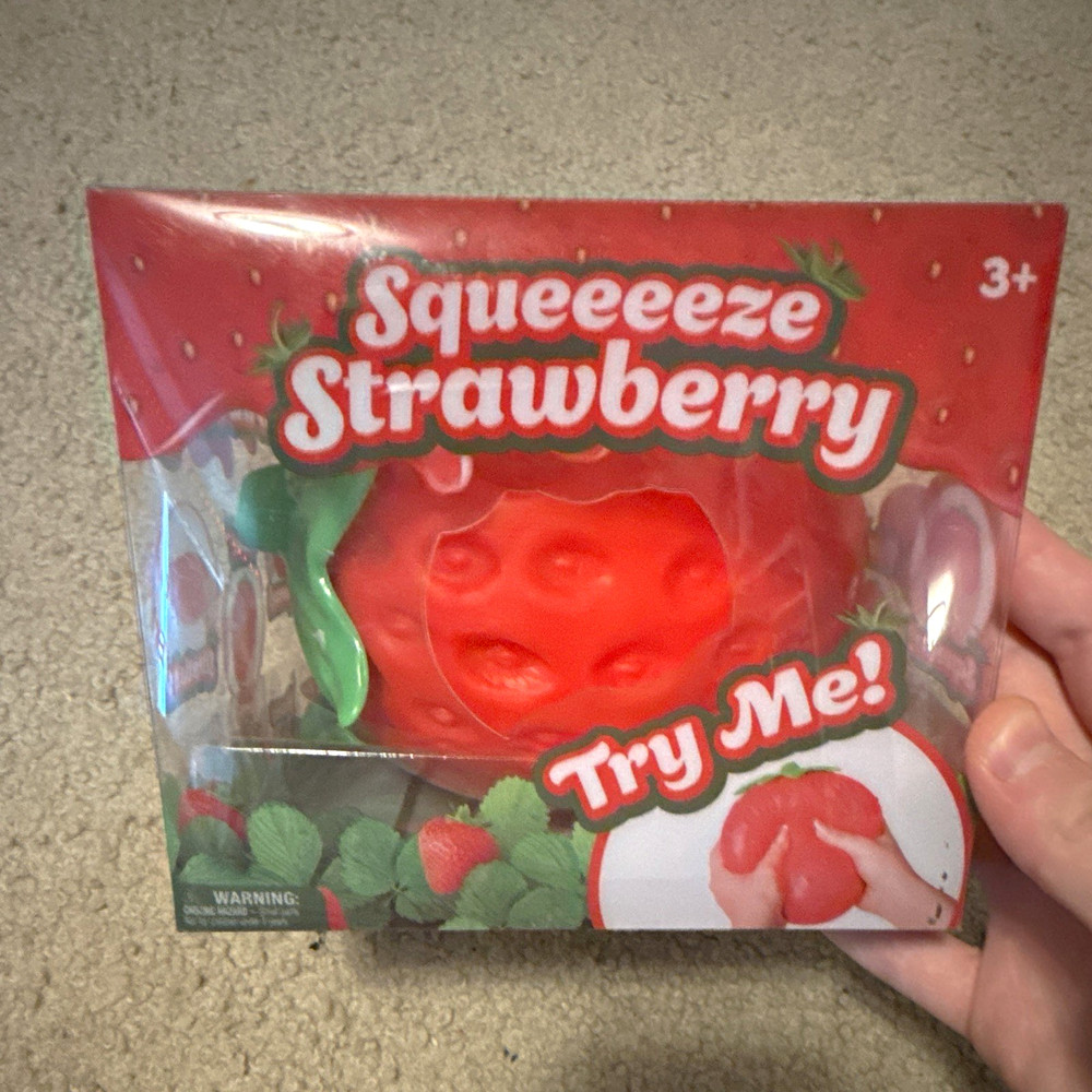 Viral Squeeeeze Strawberry Brand New In Package, Strawberry squishy fidget
