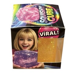 VIRAL Squishy YELLOW GLITTER Sugar Squishy Cube 2.5” Nice Cube Viral Squishy