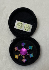 Fidget Spinner Metal Rainbow Dice Game 6 Sided Party Night Hand in Case