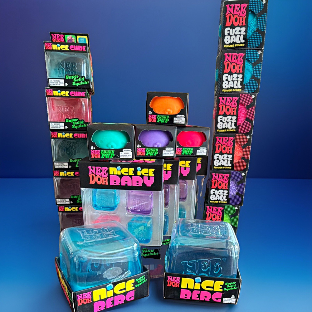 NeeDoh Multicolor Squish Toy Lot: Nice Cube, Ice Baby, Berg, Pup, Fuzz 5